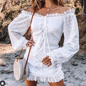 NEW Stitch and Feather Paloma Eyelet Mini Dress